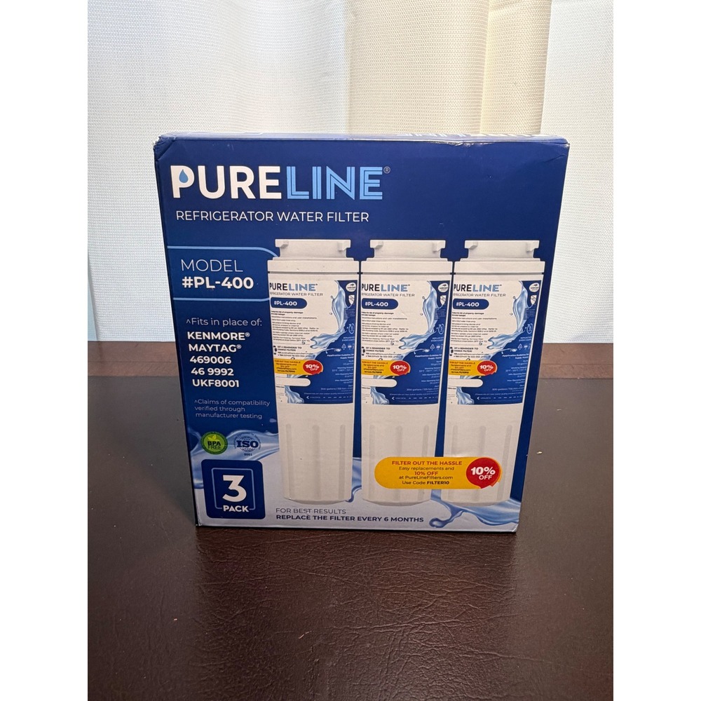 PureLine PL-400 Refrigerator Water Filter 3-Pack Fits UKF8001 Maytag Kenmore